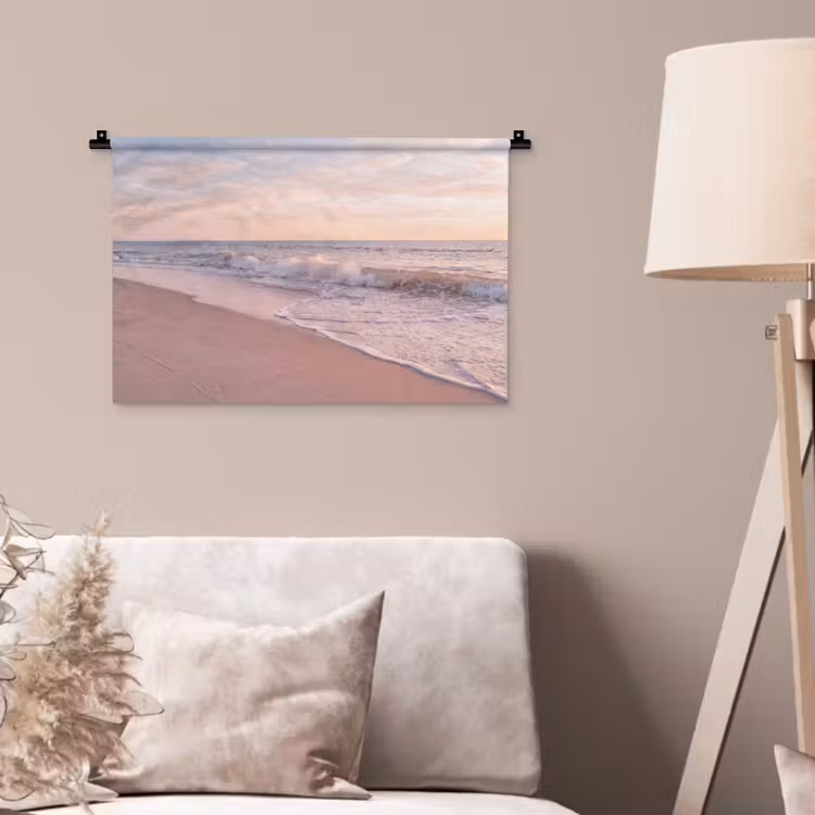 Strand - Zee - Golven - Natuur - Zonsondergang Wandkleed katoen klein -sfeer4