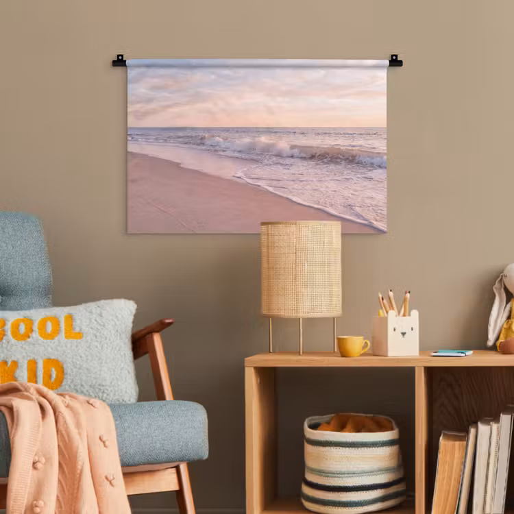 Strand - Zee - Golven - Natuur - Zonsondergang Wandkleed katoen klein -wsfeer4_kind