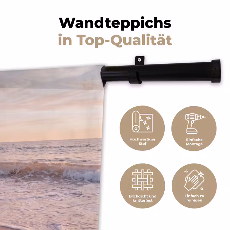 Strand - Zee - Golven - Natuur - Zonsondergang Wandkleed katoen klein -tsfeer2_DE