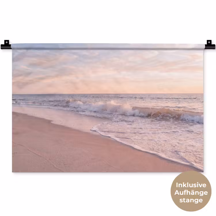 Strand - Zee - Golven - Natuur - Zonsondergang Wandkleed katoen klein -t3d_DE