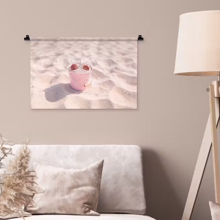 Strand - Schelpen - Zomer - Roze - Decoratie Wandkleed katoen klein -sfeer4