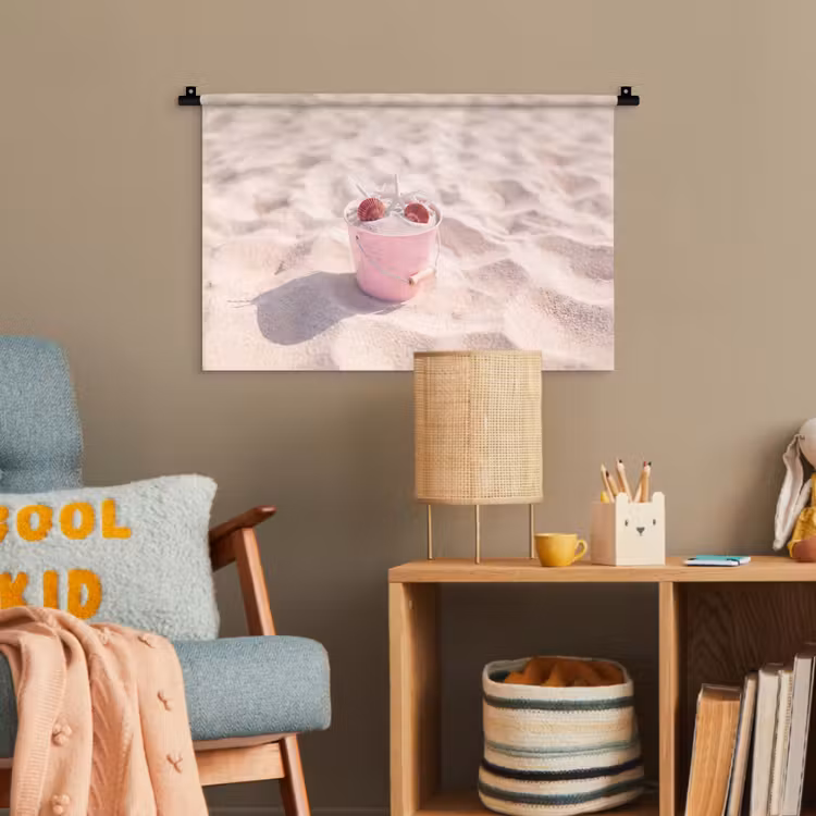 Strand - Schelpen - Zomer - Roze - Decoratie Wandkleed katoen klein -wsfeer4_kind