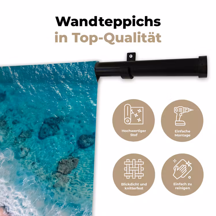 Strand - Oceaan - Golven - Roze Zand - Natuur Wandkleed katoen klein -tsfeer2_DE