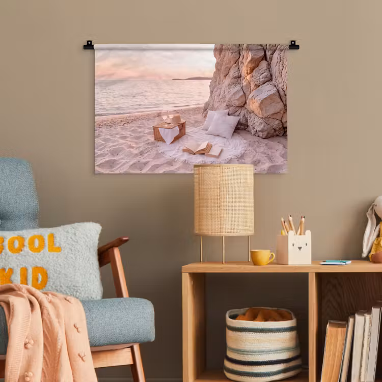Strand - Picknick - Zonsondergang - Zomer - Natuur Wandkleed katoen klein -wsfeer4_kind