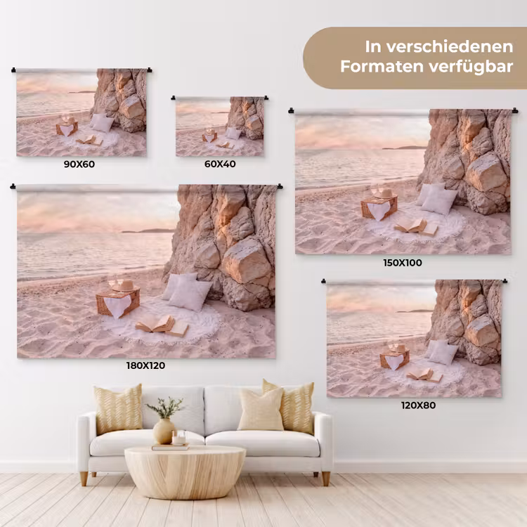 Strand - Picknick - Zonsondergang - Zomer - Natuur Wandkleed katoen klein -tsfeer8_DE