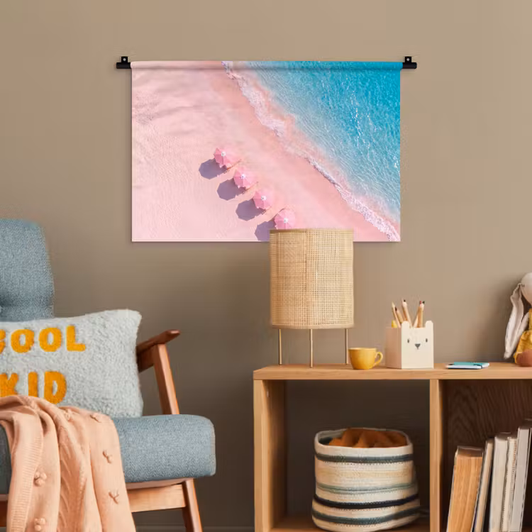 Strand - Roze zand - Zee - Zomer - Natuur Wandkleed katoen klein -wsfeer4_kind