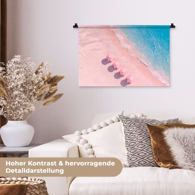 Strand - Roze zand - Zee - Zomer - Natuur Wandkleed katoen klein -tsfeer1_DE