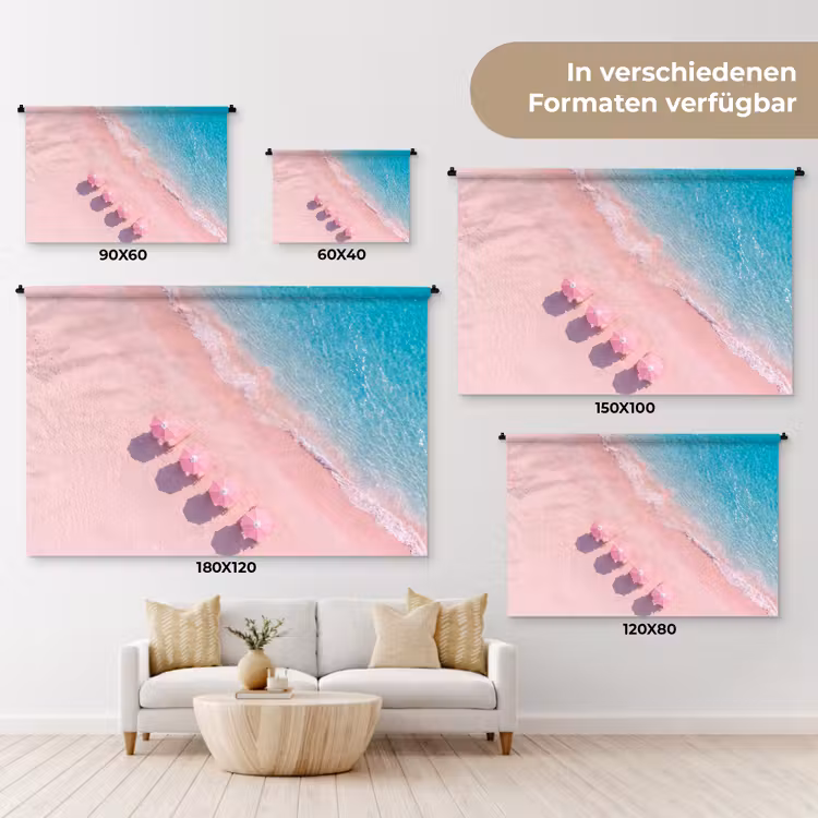 Strand - Roze zand - Zee - Zomer - Natuur Wandkleed katoen klein -tsfeer8_DE