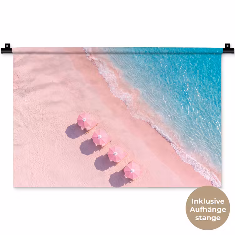 Strand - Roze zand - Zee - Zomer - Natuur Wandkleed katoen klein -t3d_DE