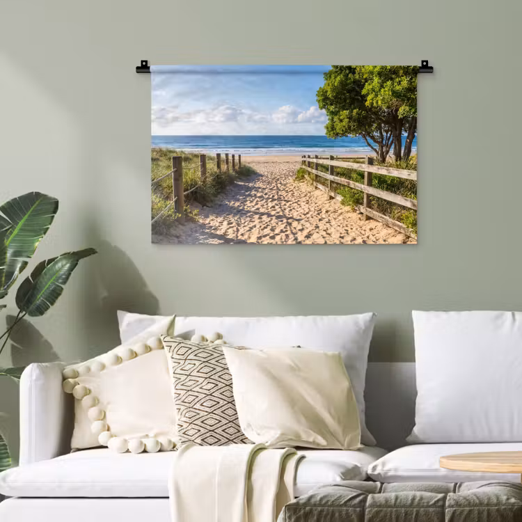 Strand - Zandpad - Oceaan - Natuur Wandkleed katoen klein -sfeer7