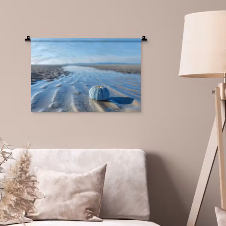 Strand - Schild - Water - Blauw Wandkleed katoen klein -sfeer4