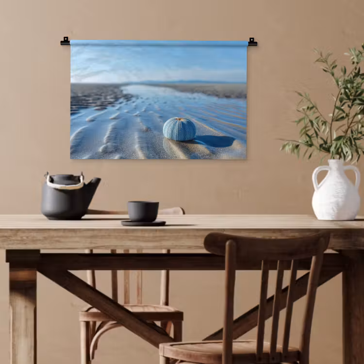 Strand - Schild - Water - Blauw Wandkleed katoen klein -sfeer6
