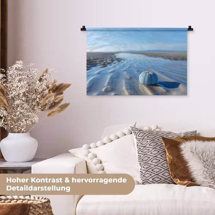 Strand - Schild - Water - Blauw Wandkleed katoen klein -tsfeer1_DE