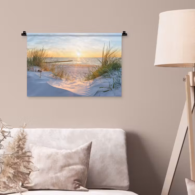Strand - Zon - Duin - Gras - Zand - Horizon Wandkleed katoen klein -sfeer4