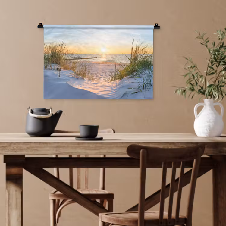Strand - Zon - Duin - Gras - Zand - Horizon Wandkleed katoen klein -sfeer6
