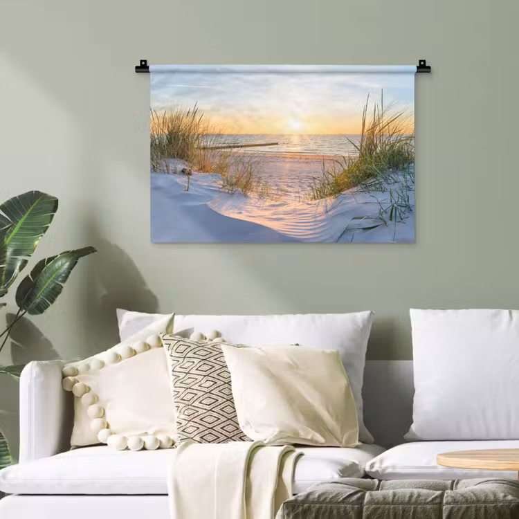 Strand - Zon - Duin - Gras - Zand - Horizon Wandkleed katoen klein -sfeer7