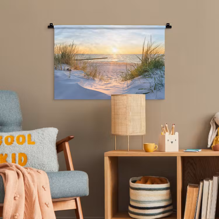 Strand - Zon - Duin - Gras - Zand - Horizon Wandkleed katoen klein -wsfeer4_kind