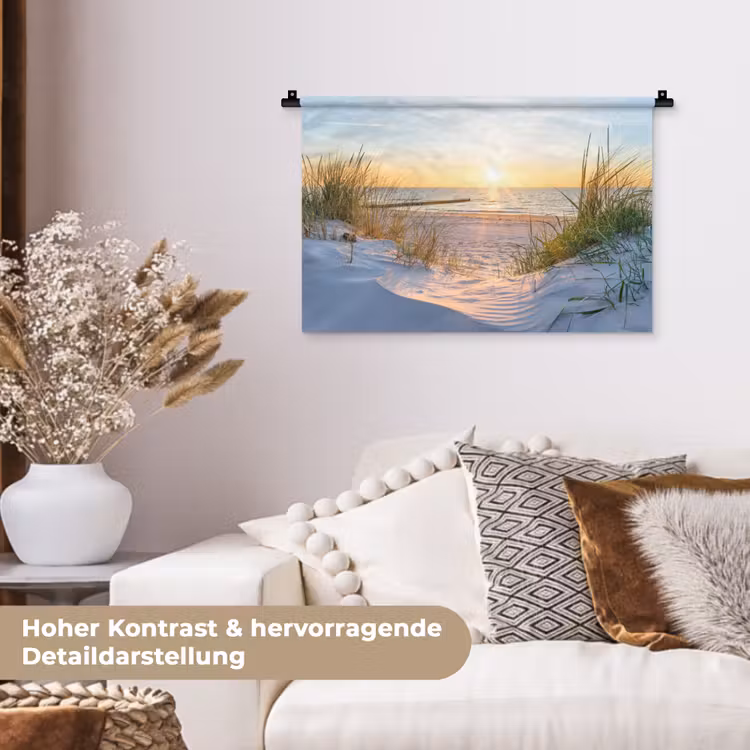 Strand - Zon - Duin - Gras - Zand - Horizon Wandkleed katoen klein -tsfeer1_DE