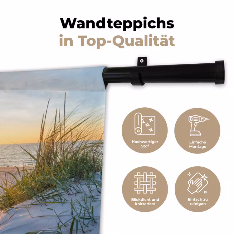 Strand - Zon - Duin - Gras - Zand - Horizon Wandkleed katoen klein -tsfeer2_DE