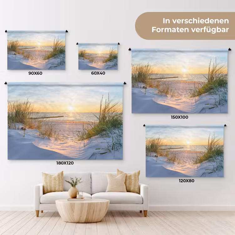 Strand - Zon - Duin - Gras - Zand - Horizon Wandkleed katoen klein -tsfeer8_DE