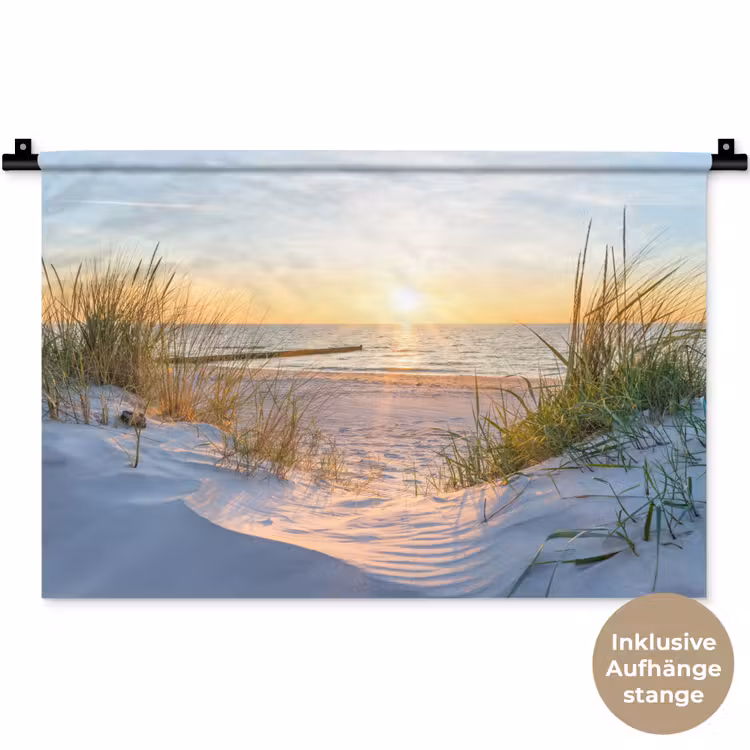 Strand - Zon - Duin - Gras - Zand - Horizon Wandkleed katoen klein -t3d_DE