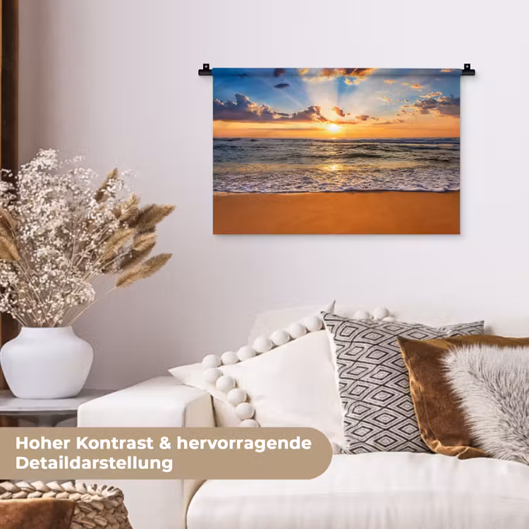 Strand - Zonsondergang - Zee - Wolken - Horizon Wandkleed katoen klein -tsfeer1_DE