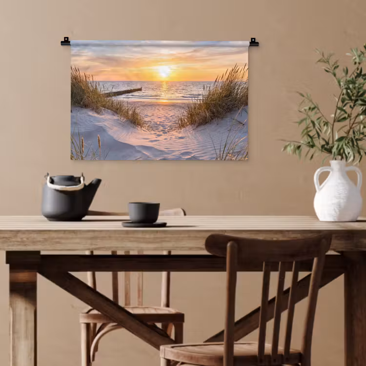 Strand - Zonsondergang - Natuur - Landschap Wandkleed katoen klein -sfeer6
