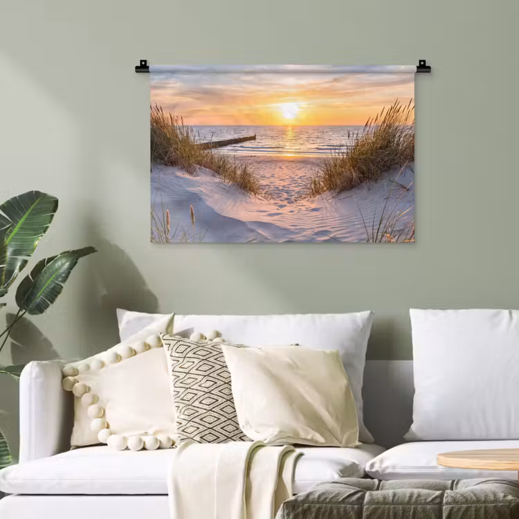 Strand - Zonsondergang - Natuur - Landschap Wandkleed katoen klein -sfeer7