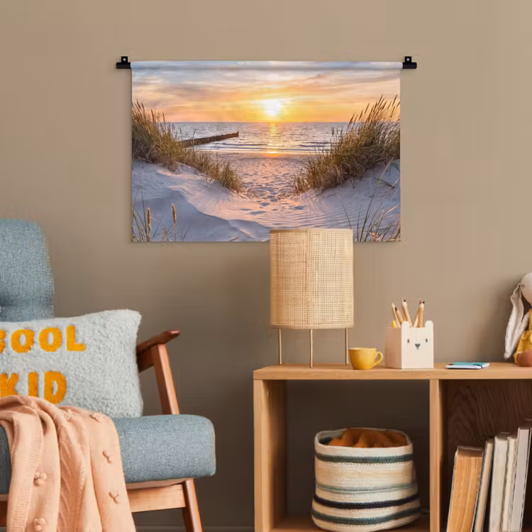 Strand - Zonsondergang - Natuur - Landschap Wandkleed katoen klein -wsfeer4_kind