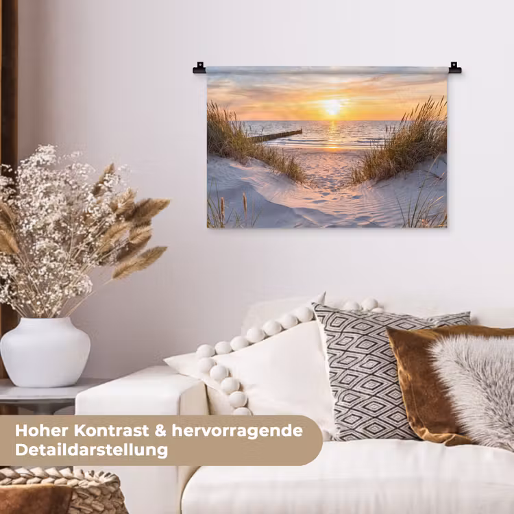 Strand - Zonsondergang - Natuur - Landschap Wandkleed katoen klein -tsfeer1_DE