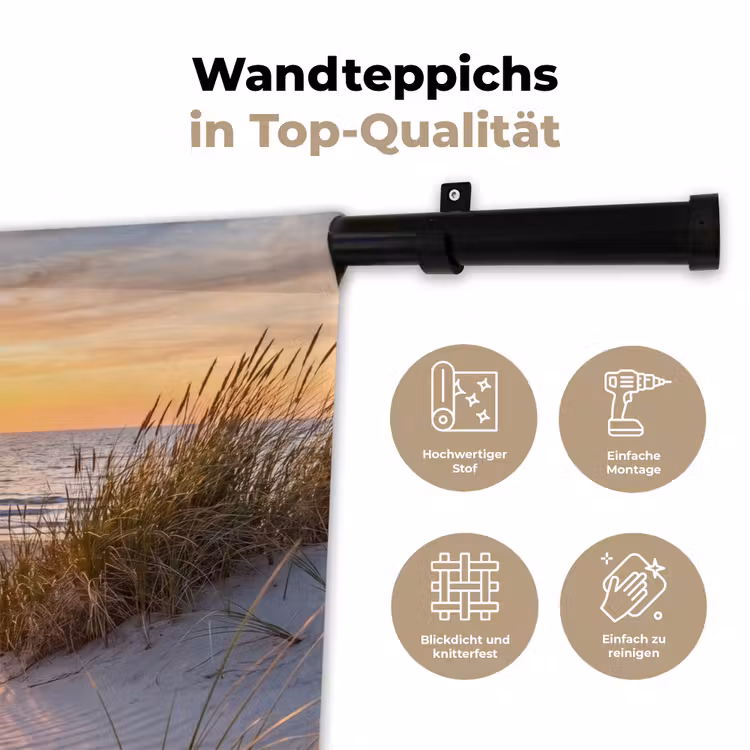 Strand - Zonsondergang - Natuur - Landschap Wandkleed katoen klein -tsfeer2_DE