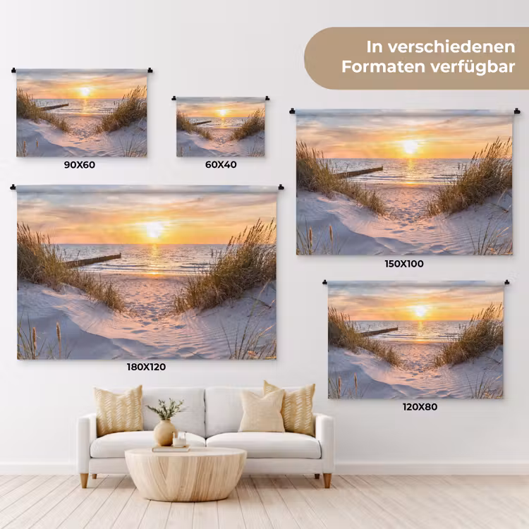 Strand - Zonsondergang - Natuur - Landschap Wandkleed katoen klein -tsfeer8_DE