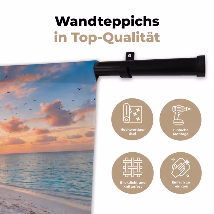 Strand - Zonsondergang - Palmbomen - Tropisch - Natuur Wandkleed katoen klein -tsfeer2_DE