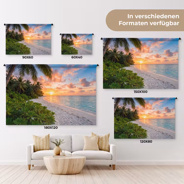 Strand - Zonsondergang - Palmbomen - Tropisch - Natuur Wandkleed katoen klein -tsfeer8_DE