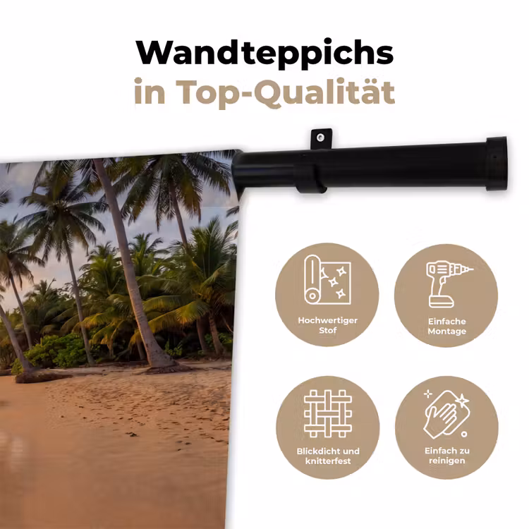 Strand - Zonsondergang - Tropisch - Natuur - Goud Wandkleed katoen klein -tsfeer2_DE