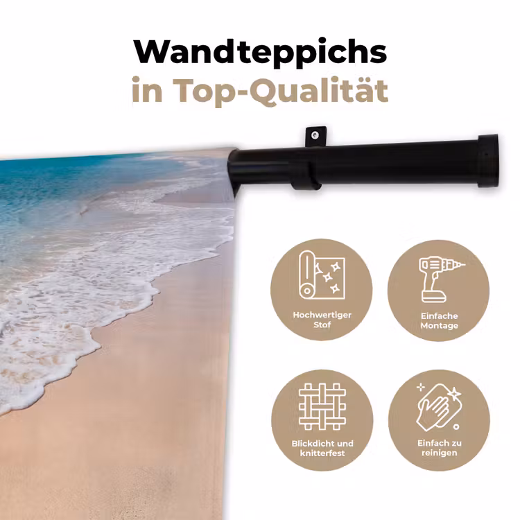 Strand - Water - Natuur - Blauw - Beige Wandkleed katoen klein -tsfeer2_DE