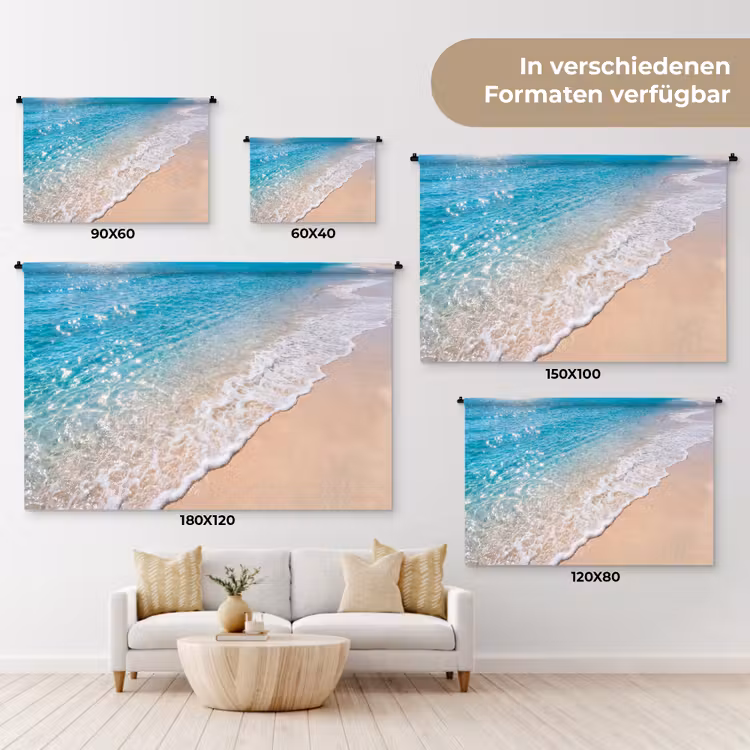 Strand - Water - Natuur - Blauw - Beige Wandkleed katoen klein -tsfeer8_DE