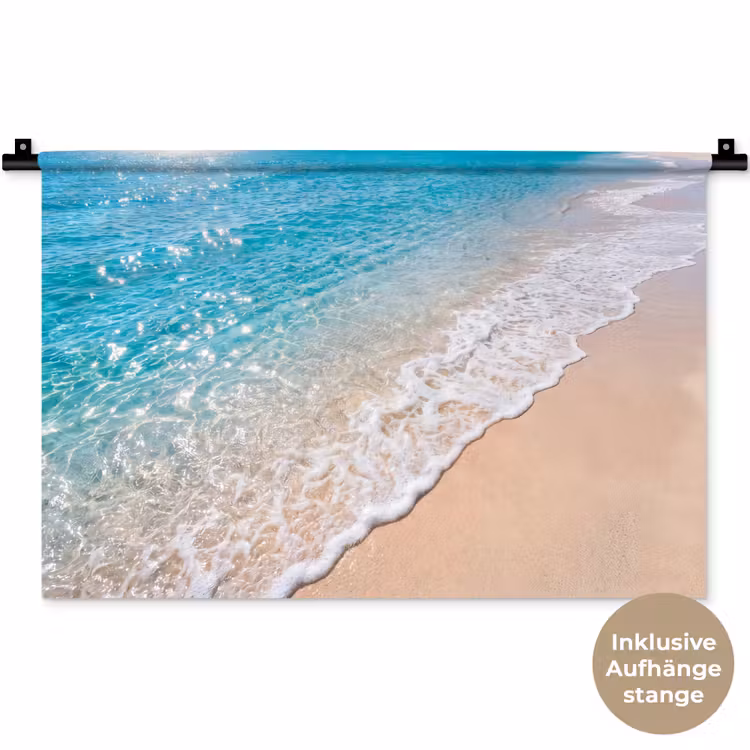 Strand - Water - Natuur - Blauw - Beige Wandkleed katoen klein -t3d_DE