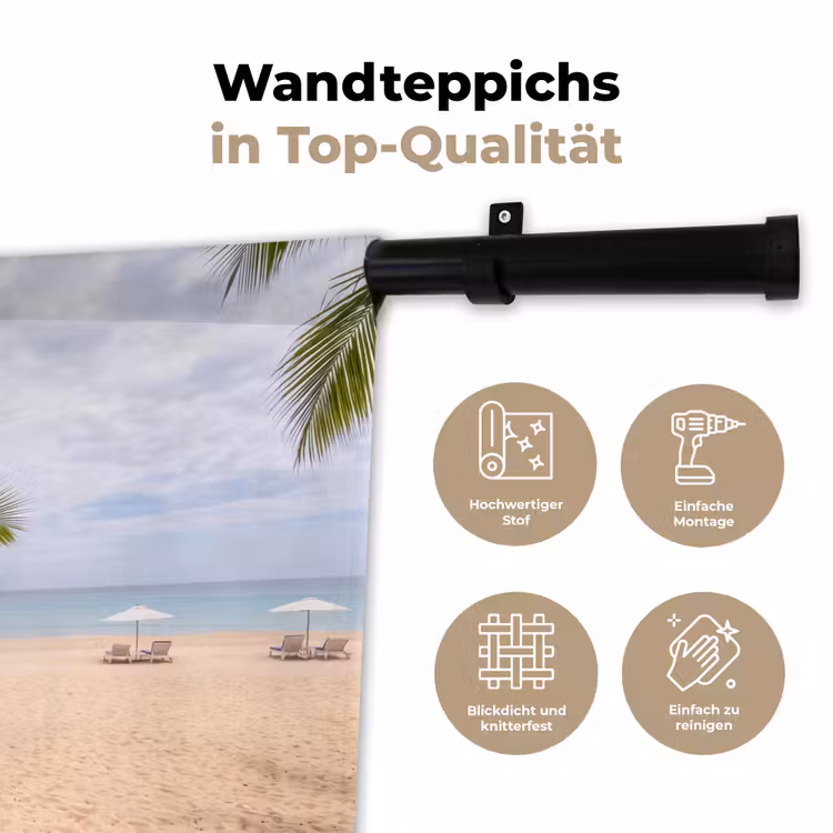 Strand - Wegwijzer - Palmen - Tropisch - Groen Wandkleed katoen klein -tsfeer2_DE