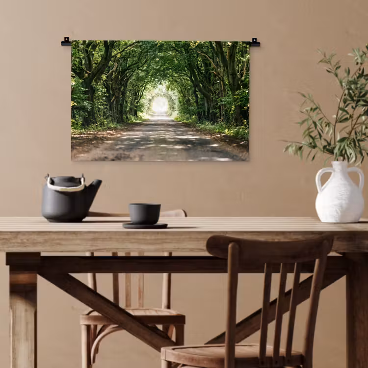 Weg - Bomen - Natuur - Groen Wandkleed katoen klein -sfeer6