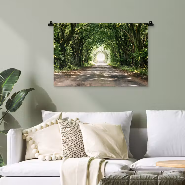Weg - Bomen - Natuur - Groen Wandkleed katoen klein -sfeer7