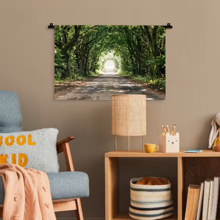 Weg - Bomen - Natuur - Groen Wandkleed katoen klein -wsfeer4_kind
