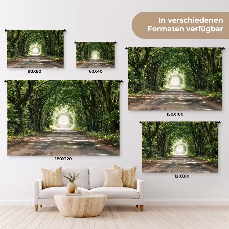 Weg - Bomen - Natuur - Groen Wandkleed katoen klein -tsfeer8_DE
