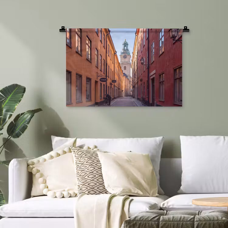 Straat - Klokkentoren - Stad - Architectuur - Historisch Wandkleed katoen klein -sfeer7