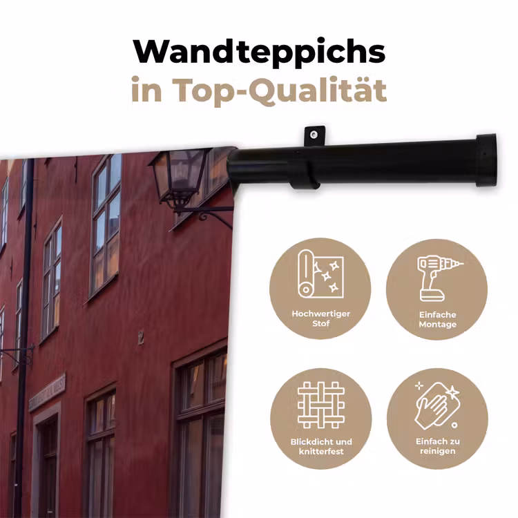 Straat - Klokkentoren - Stad - Architectuur - Historisch Wandkleed katoen klein -tsfeer2_DE