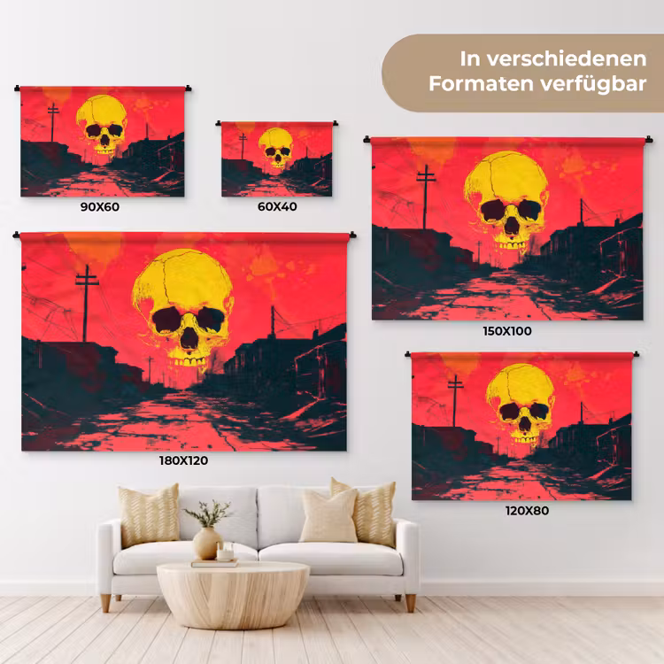 Straat - Verlaten - Schedel - Geel Wandkleed katoen klein -tsfeer8_DE
