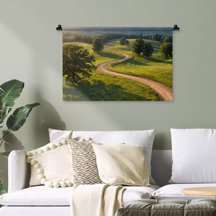 Weg - Weide - Natuur - Groen Wandkleed katoen klein -sfeer7