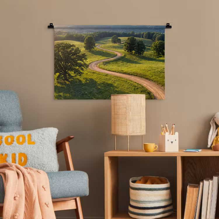 Weg - Weide - Natuur - Groen Wandkleed katoen klein -wsfeer4_kind