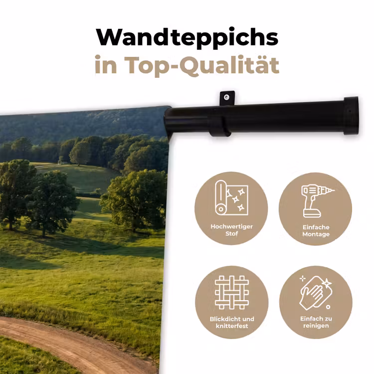 Weg - Weide - Natuur - Groen Wandkleed katoen klein -tsfeer2_DE