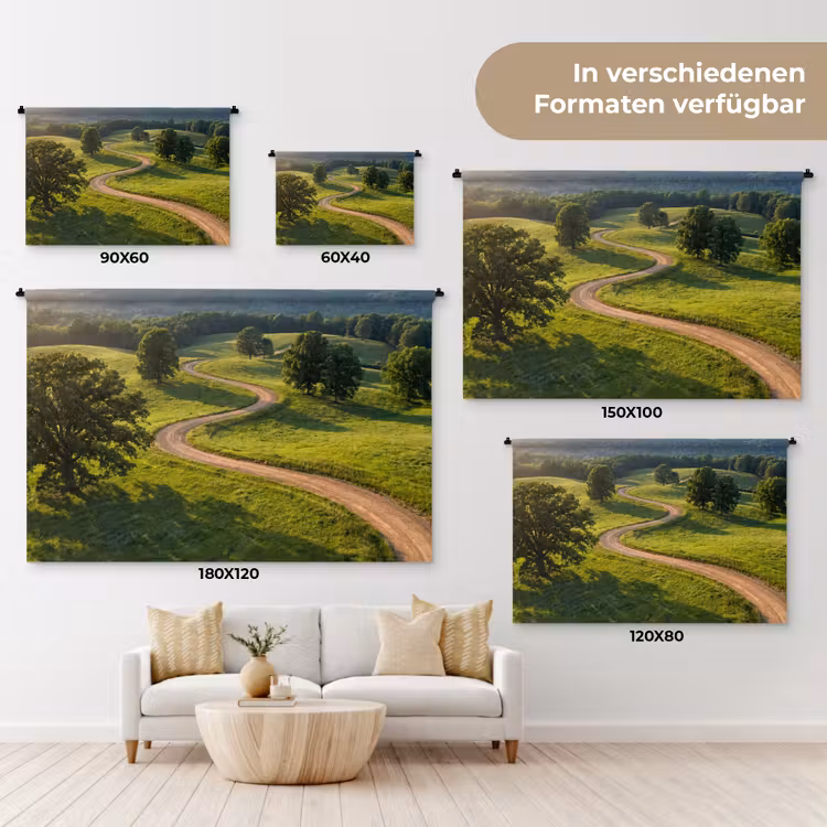 Weg - Weide - Natuur - Groen Wandkleed katoen klein -tsfeer8_DE